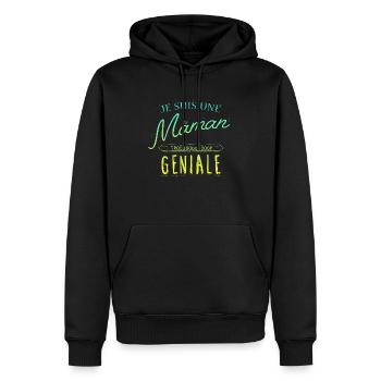 Je suis une Maman trooop geniale - Sweat à capuche Premium bio Homme - noir - Devant - Nico (187cm)