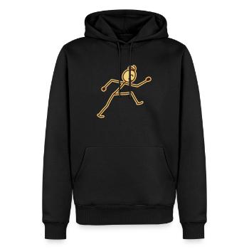 walking_stick_figure_2c - Männer Premium Bio Hoodie - Schwarz - Vorne - Nico (187cm)