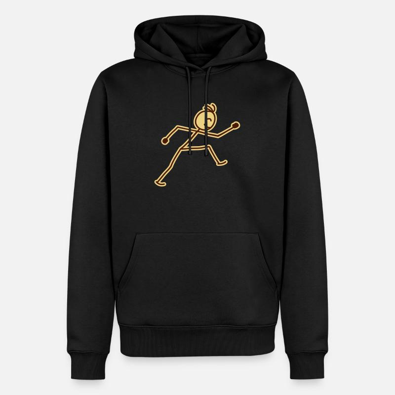 walking_stick_figure_2c - Männer Premium Bio Hoodie - Schwarz