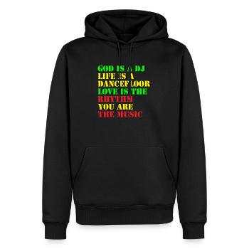 god is a dj - Männer Premium Bio Hoodie - Schwarz - Vorne - Nico (187cm)