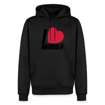 I love animals - Männer Premium Bio Hoodie - Schwarz - Vorne - Nico (187cm)