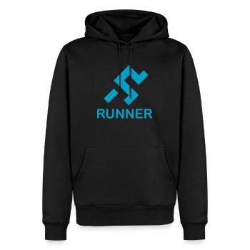 Runner - Männer Premium Bio Hoodie - Schwarz - Vorne - Nico (187cm)
