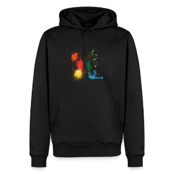 Taches de peinture éclaboussures de peinture peintre tache coloré - Sweat à capuche Premium bio Homme - noir - Devant - Nico (187cm)