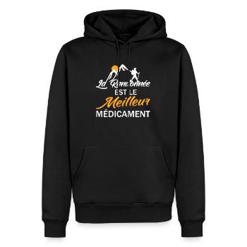 La randonnée est le meilleur médicament humour - Sweat à capuche Premium bio Homme - noir - Devant - Nico (187cm)