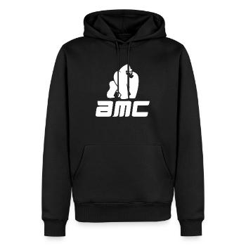 AMC APE - Short Squeeze Design Moon Gang Edition - Männer Premium Bio Hoodie - Schwarz - Vorne - Nico (187cm)