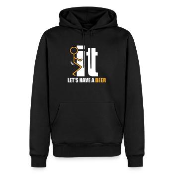 Fuck it let’s have a beer. Cadeau de la bière - Sweat à capuche Premium bio Homme - noir - Devant - Nico (187cm)