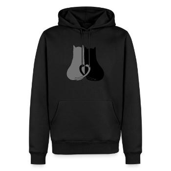 2 Herzkatze - Männer Premium Bio Hoodie - Schwarz - Vorne - Nico (187cm)