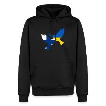 Ukraine Finnland Friedenstaube Unterstützung - Männer Premium Bio Hoodie - Schwarz - Vorne - Nico (187cm)