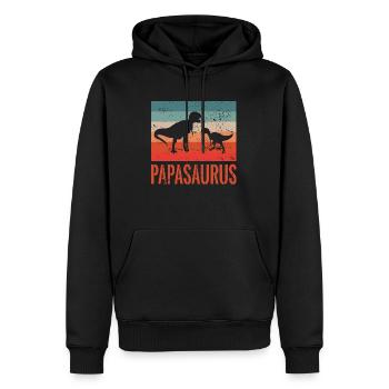Papa Cadeau de fête des pères Papasaurus Dino Papa - Sweat à capuche Premium bio Homme - noir - Devant - Nico (187cm)