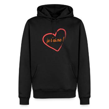 je taime - Sweat à capuche Premium bio Homme - noir - Devant - Nico (187cm)