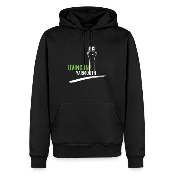 GOWILD - Living in Yarmouth - Männer Premium Bio Hoodie - Schwarz - Vorne - Nico (187cm)