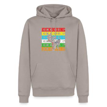 Colorful Kickboxing Fight Kickboxer MMA Sports - Men’s Premium Organic Hoodie - taupe - Front - Nico (187cm)