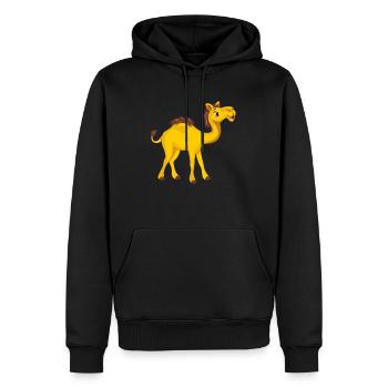 Joyeux chameau drôle. Dessin de bande dessinée - Sweat à capuche Premium bio Homme - noir - Devant - Nico (187cm)