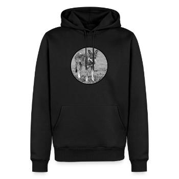 Loup - Sweat à capuche Premium bio Homme - noir - Devant - Nico (187cm)