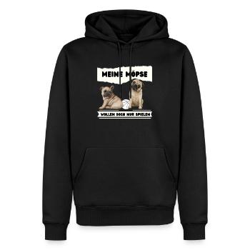 Meine Möpse wollen doch nur spielen - Männer Premium Bio Hoodie - Schwarz - Vorne - Nico (187cm)
