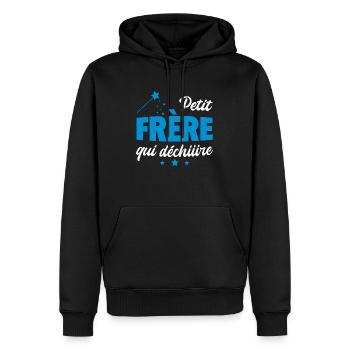 Petit-frère qui déchire - Sweat à capuche Premium bio Homme - noir - Devant - Nico (187cm)