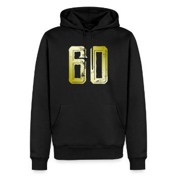 Symbole de 60 chiffres - Sweat à capuche Premium bio Homme - noir - Devant - Nico (187cm)