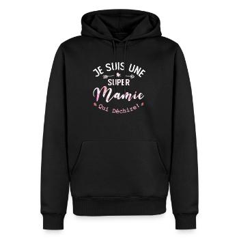 Je Suis Une Mamie Qui Déchire - Sweat à capuche Premium bio Homme - noir - Devant - Nico (187cm)