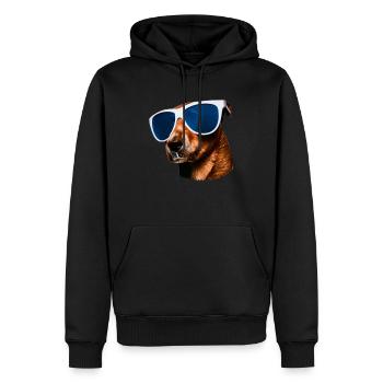 Hund mit Sonnenbrille Hundeliebhaber Hundebesitzer - Männer Premium Bio Hoodie - Schwarz - Vorne - Nico (187cm)