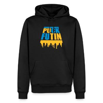 Conception du logo Puck Futin - Sweat à capuche Premium bio Homme - noir - Devant - Nico (187cm)