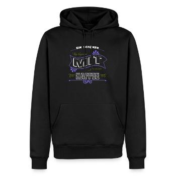 kaffeebecher arbeiten frühstück kaffeetrinker - Männer Premium Bio Hoodie - Schwarz - Vorne - Nico (187cm)
