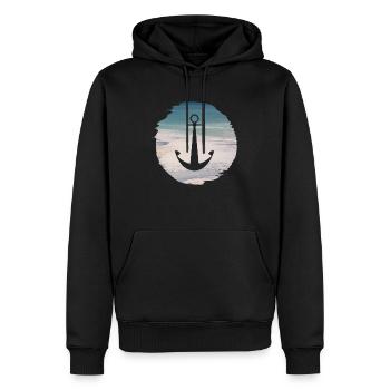 Plage d’eau de mer - Sweat à capuche Premium bio Homme - noir - Devant - Nico (187cm)
