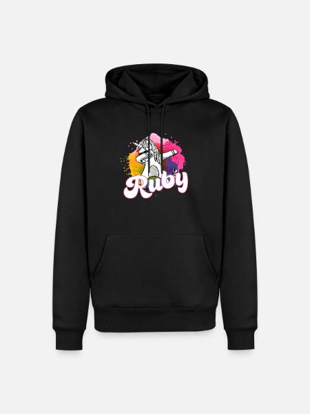 RUBY - Beautiful name with dabbing unicorn - Men’s Premium Organic Hoodie - black