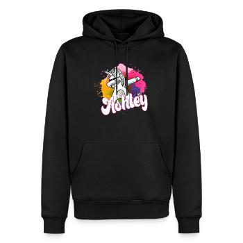 ASHLEY - Beau nom avec une licorne dabbing - Sweat à capuche Premium bio Homme - noir - Devant - Nico (187cm)