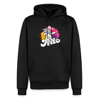 ARLO - Beau nom de garçon avec licorne cool - Sweat à capuche Premium bio Homme - noir - Devant - Nico (187cm)