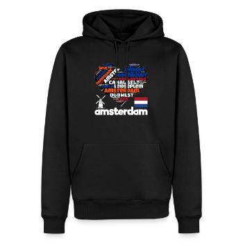 Amsterdam - Sweat à capuche Premium bio Homme - noir - Devant - Nico (187cm)