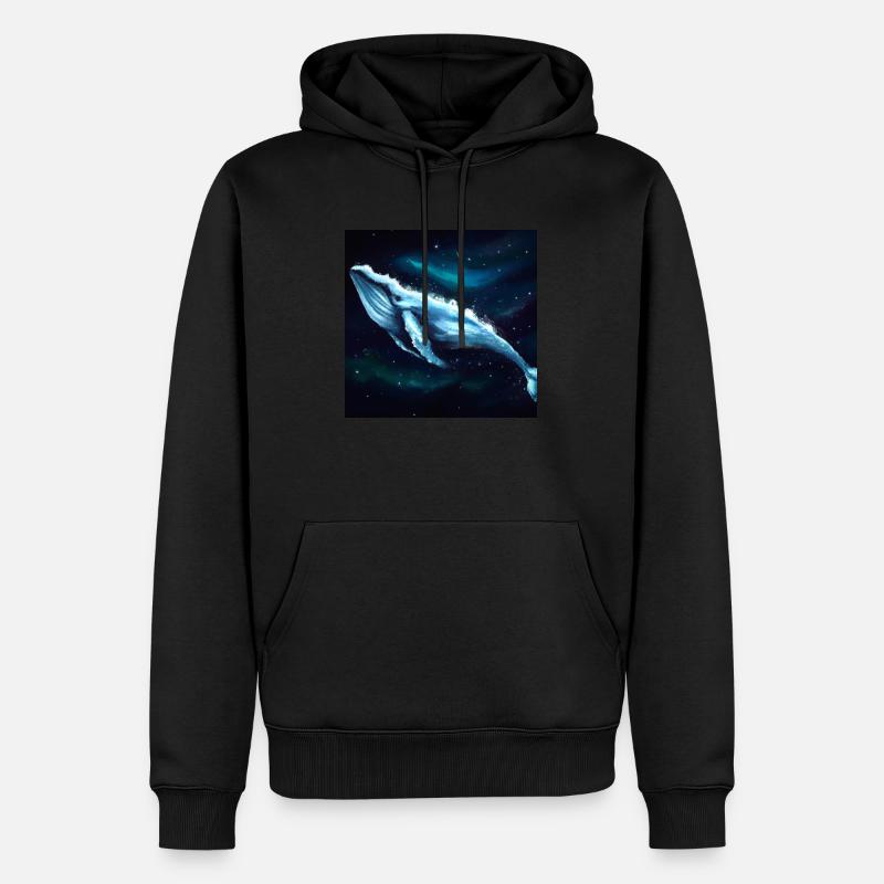 Baleine flottant dans l’espace - Sweat à capuche Premium bio Homme - noir