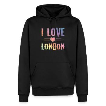 I Love London - Männer Premium Bio Hoodie - Schwarz - Vorne - Nico (187cm)