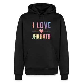 I Love Jakarta - Men’s Premium Organic Hoodie - black - Front - Nico (187cm)