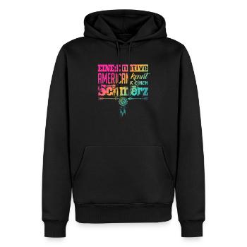 Selbstironie: Woke, Gendern & kulturelle Aneignung - Männer Premium Bio Hoodie - Schwarz - Vorne - Nico (187cm)
