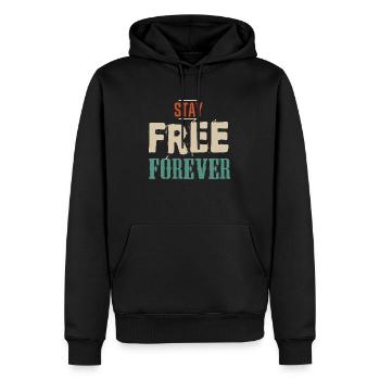 stay free forever libre slogan 403 A - Men’s Premium Organic Hoodie - black - Front - Nico (187cm)