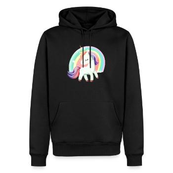 Cute unicorn - Sweat à capuche Premium bio Homme - noir - Devant - Nico (187cm)