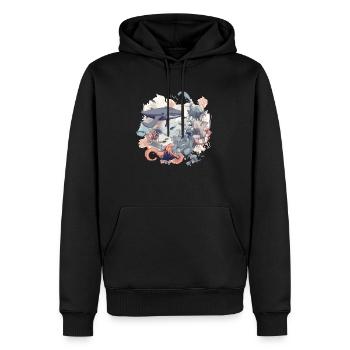 Créatures de la mer - Sweat à capuche Premium bio Homme - noir - Devant - Nico (187cm)