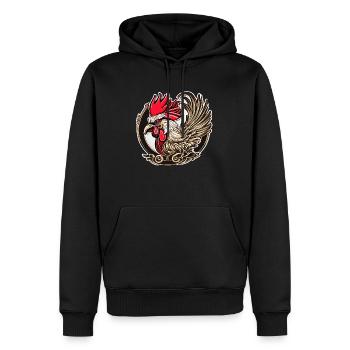 Hahn des Glücks - Männer Premium Bio Hoodie - Schwarz - Vorne - Nico (187cm)