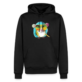 Lili la musaraigne à lunettes - Sweat à capuche Premium bio Homme - noir - Devant - Nico (187cm)