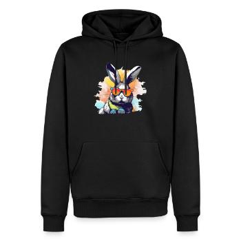 Log the rabbit - Men’s Premium Organic Hoodie - black - Front - Nico (187cm)