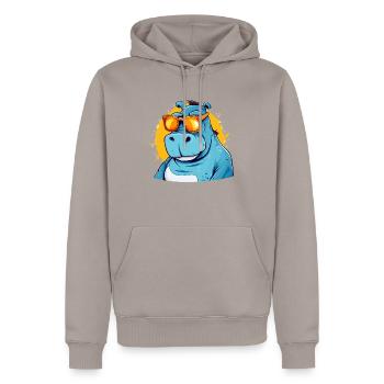 Bob das Nilpferd - Männer Premium Bio Hoodie - Taupe - Vorne - Nico (187cm)