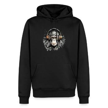 Rito, der audiophile Affe - Männer Premium Bio Hoodie - Schwarz - Vorne - Nico (187cm)