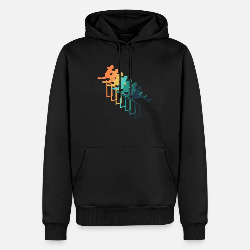 Course de haies rétro - Sweat à capuche Premium bio Homme - noir