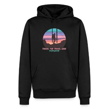Travel far travel wide and find yourself - Men’s Premium Organic Hoodie - black - Front - Nico (187cm)