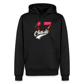 Vintage 1947-47e anniversaire - Sweat à capuche Premium bio Homme - noir - Devant - Nico (187cm)
