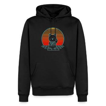 Anime Ramen Cat Retro Nouilles Japonaises Kawaii - Sweat à capuche Premium bio Homme - noir - Devant - Nico (187cm)