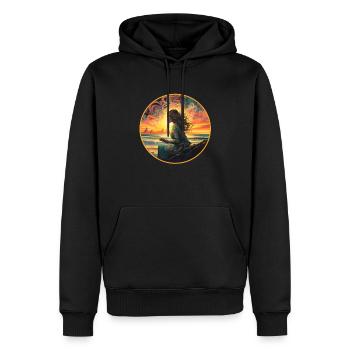 Femme, Nature, Eau - Sweat à capuche Premium bio Homme - noir - Devant - Nico (187cm)