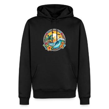 surf plage palmier soleil vacances - Sweat à capuche Premium bio Homme - noir - Devant - Nico (187cm)