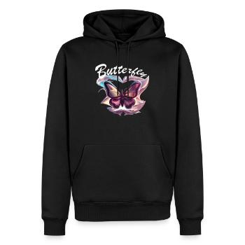 Chrom Schmetterling - Männer Premium Bio Hoodie - Schwarz - Vorne - Nico (187cm)
