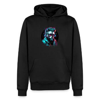 Cyber-Panda - Männer Premium Bio Hoodie - Schwarz - Vorne - Nico (187cm)
